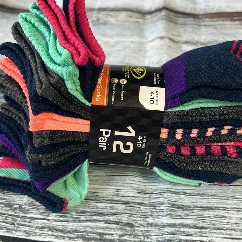 (2) Packs of Athletic Works Women's Ultralite Low Cut Socks, 12 Pair Multicolor
